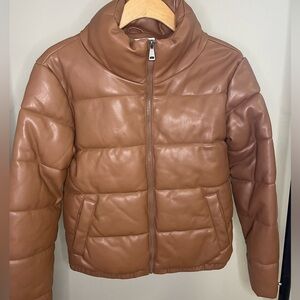 Faux Leather Bomber Jacket